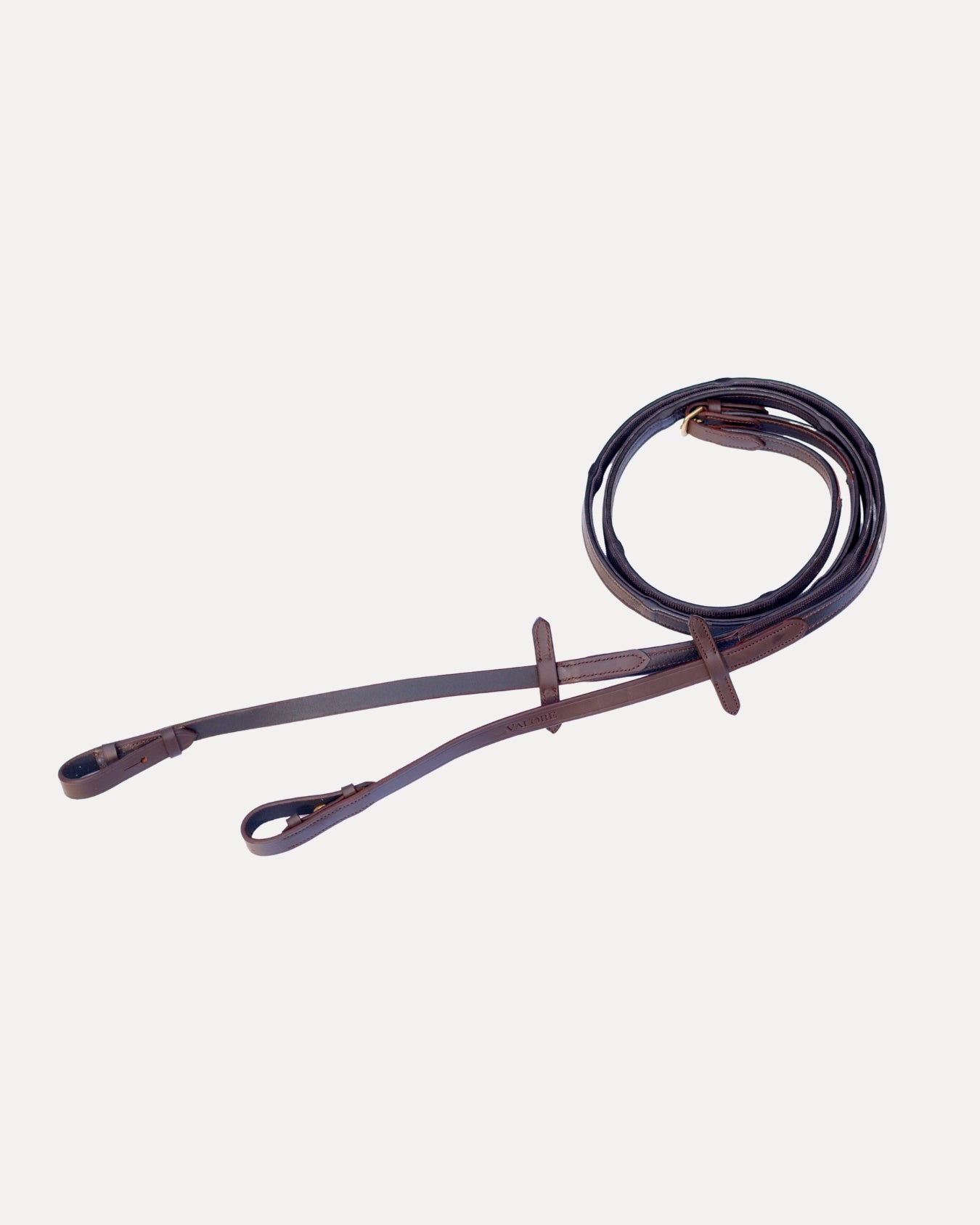 Valore SecureGrip Reins · Brown · Brass Hardware