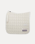 Ivory White Velvet Valore Dressage Wither Relief Saddle Pad – Anatomical Saddle Pad with Velcro Show Numbers