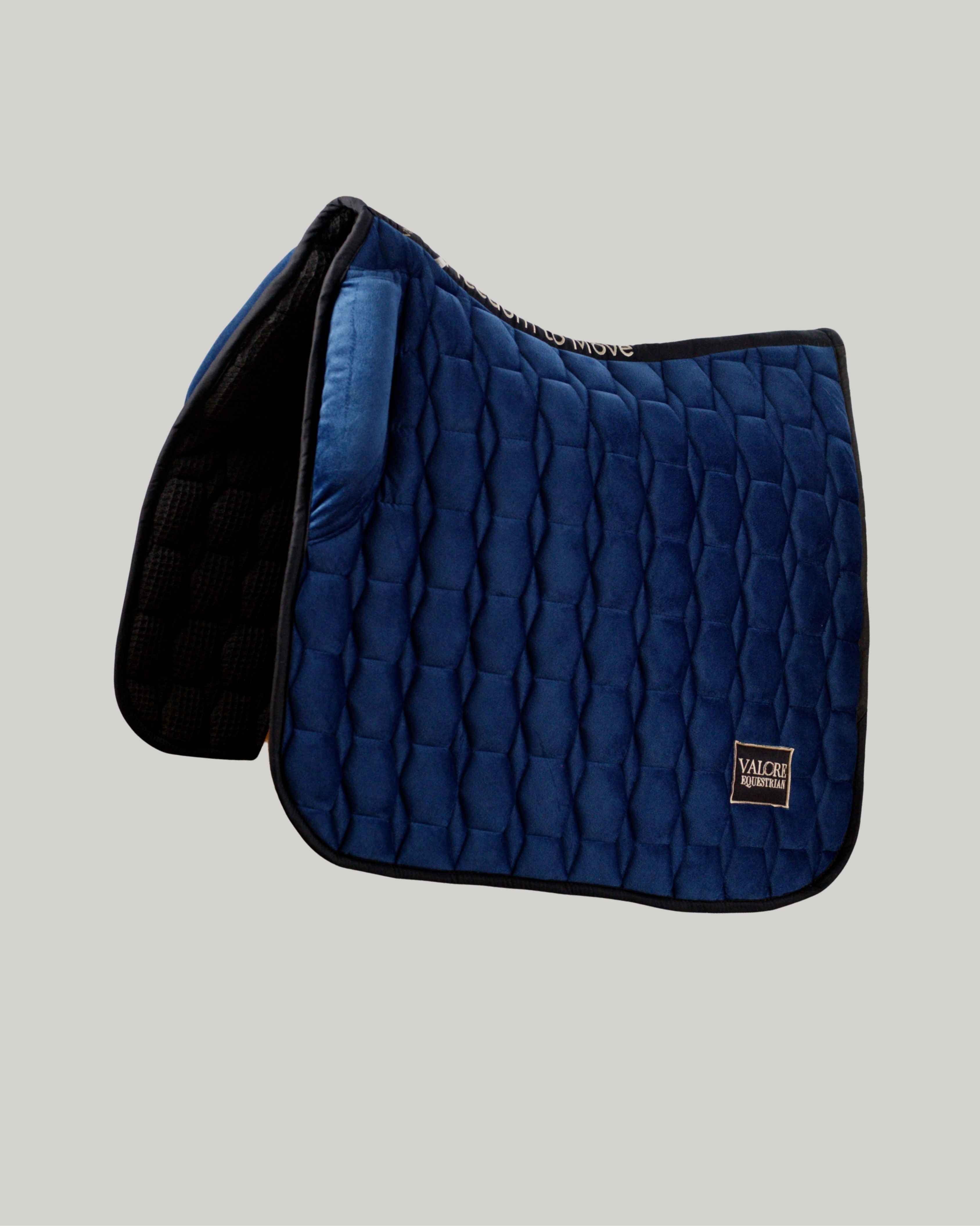 Deep Navy Velvet Valore Dressage Wither Relief Saddle Pad – Anatomical Saddle Pad for Comfort and Freedom