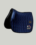 Deep Navy Velvet Valore Jumping Wither Relief Saddle Pad – Anatomical Saddle Pad with Velcro Show Numbers