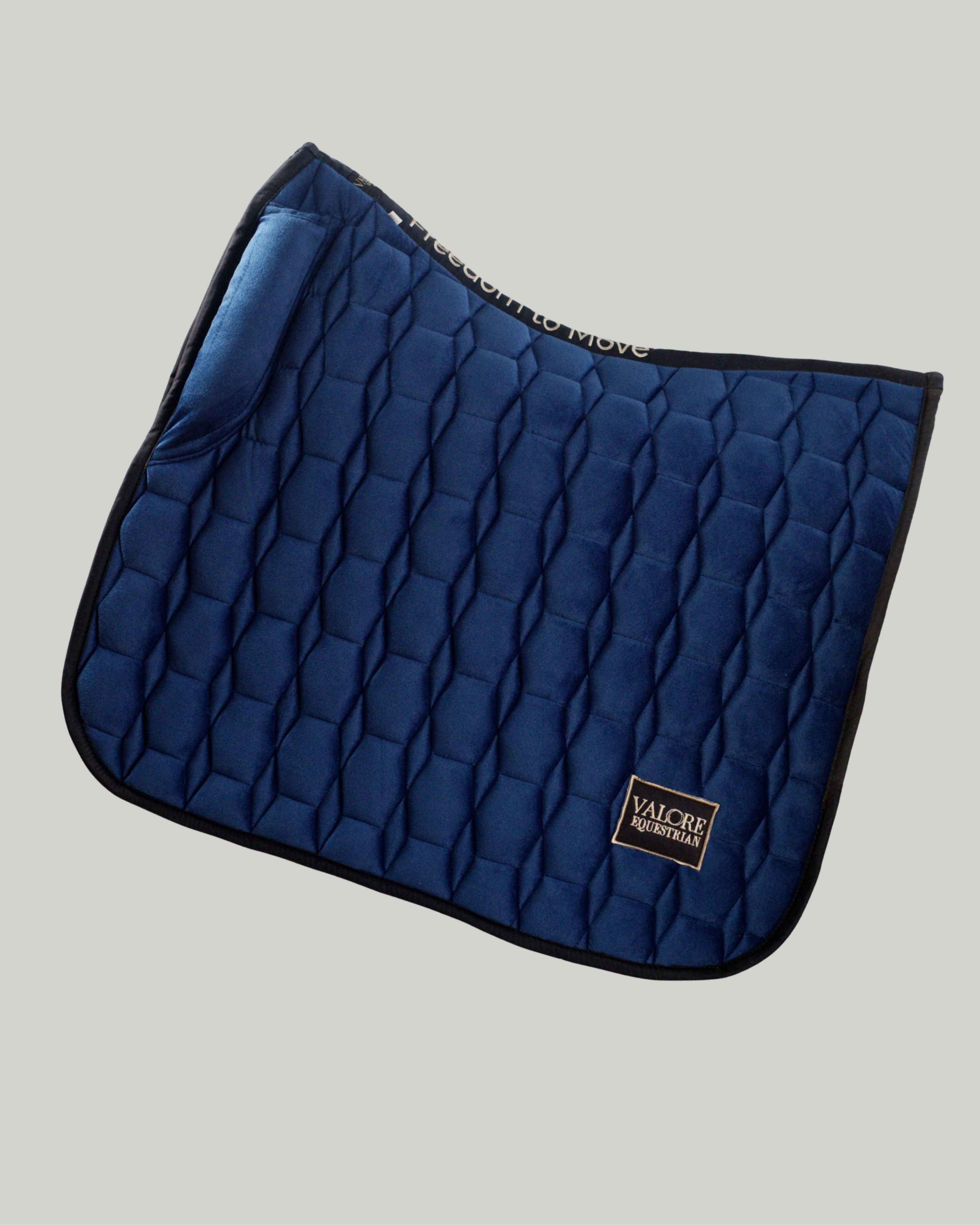 Deep Navy Velvet Valore Dressage Wither Relief Saddle Pad – Anatomical Saddle Pad for Comfort and Freedom
