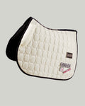 Ivory Mist Velvet Valore Jumping Wither Relief Saddle Pad – Anatomical Saddle Pad with Velcro Show Numbers